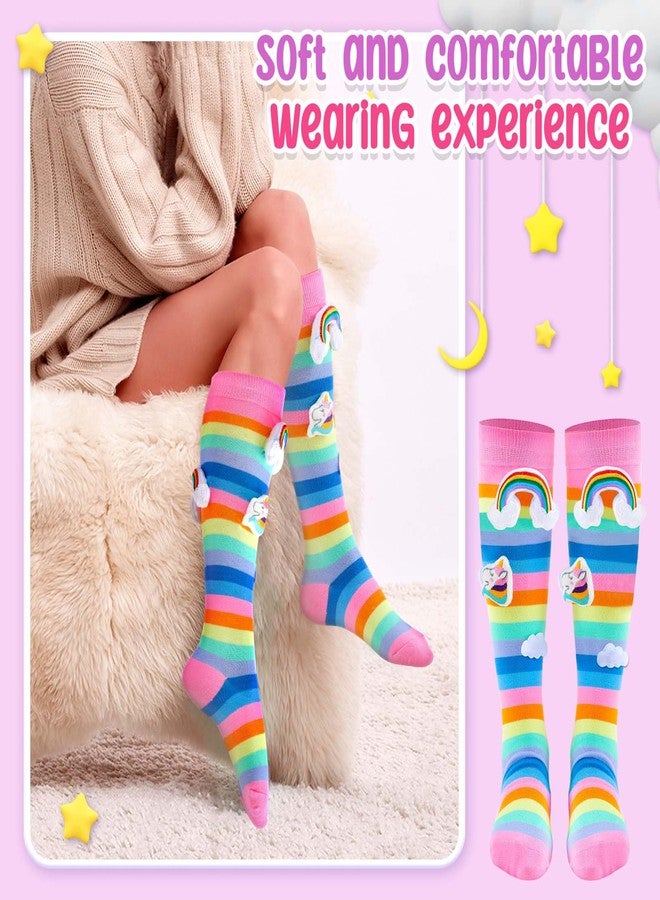 Tarpop Rainbow Unicorn Socks Cute Silly Socks for Woman Long Stripe Crazy Novelty Long Sock Easter Funny Gifts for Woman - Image 4