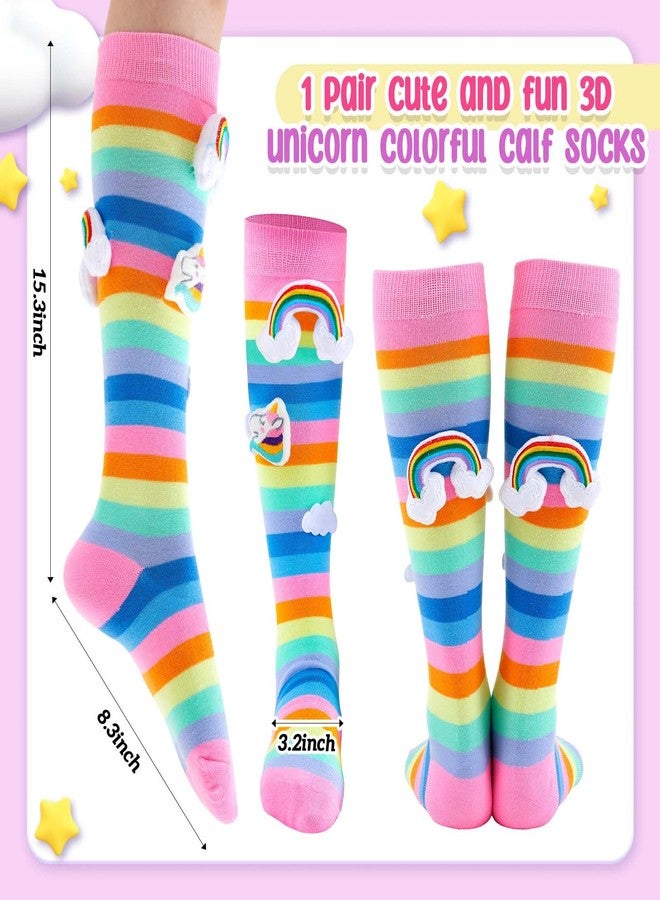 Tarpop Rainbow Unicorn Socks Cute Silly Socks for Woman Long Stripe Crazy Novelty Long Sock Easter Funny Gifts for Woman - Image 2