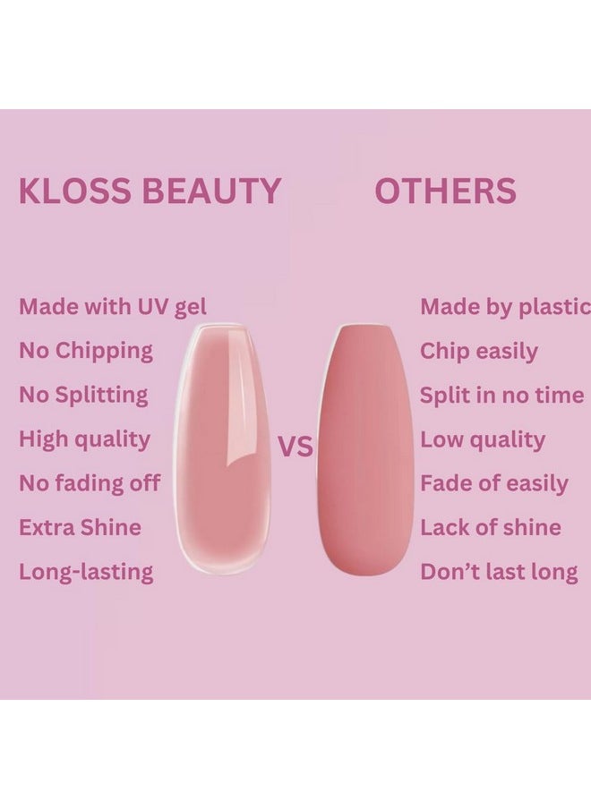 كلوس بيوتي أظافر صناعية بيضاوية وردية ناعمة من KLOSS BEAUTY، أظافر صناعية قابلة لإعادة الاستخدام، مجموعة من 22 ظفرًا صناعيًا، وصلات أظافر بمقاسات عالمية للنساء، أظافر صناعية طويلة الأمد مع غراء بلمسة نهائية لامعة (وردي ناعم)  - Image 5