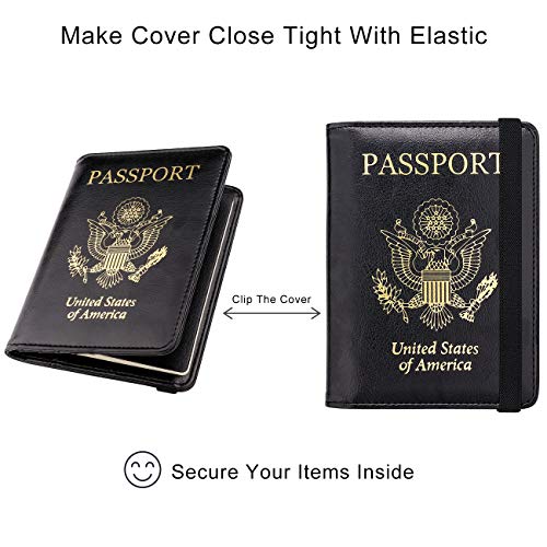 WALNEW Passport Holder for Travel, RFID Passport Cover Wallet for Women Men, PU Leather Passport Book Card Holder Case with Pen, Travelling Essentials for Flying - Image 5