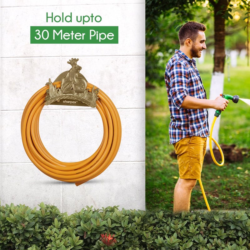 Sharpex DIY Hose Hanger for Garden Pipe | Decorative Wall Mounted Garden Pipe Holder for Hotel, Backyard, Garden, and Indoor - Outdoor | Heavy DutyHose Pipe Holder Only (Gold) - Image 2