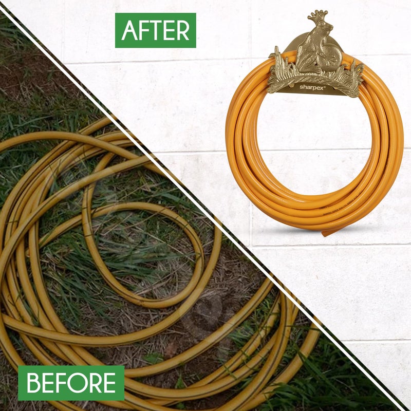Sharpex DIY Hose Hanger for Garden Pipe | Decorative Wall Mounted Garden Pipe Holder for Hotel, Backyard, Garden, and Indoor - Outdoor | Heavy DutyHose Pipe Holder Only (Gold) - Image 4