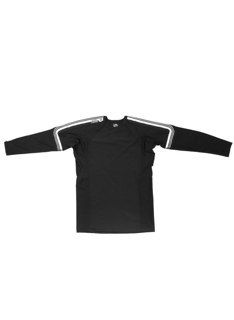 Sanabul Core Long Sleeve Jiu Jitsu Rash Guard MMA BJJ Wrestling Shirt Grappling, Black With White Stripes, X Large - Image 2