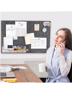 VUCATIN Felt Bulletin Board Notice Board with Push Pins for Paste Notes Photos Schedules Decorative Picture Framed Display Board for School Home Kitchen & Office Walls (Grey 90 * 120cm)  - Image 4