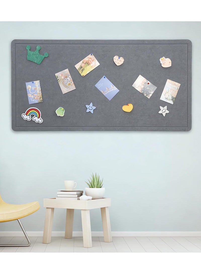 VUCATIN Felt Bulletin Board Notice Board with Push Pins for Paste Notes Photos Schedules Decorative Picture Framed Display Board for School Home Kitchen & Office Walls (Grey 90 * 120cm) - Image 2