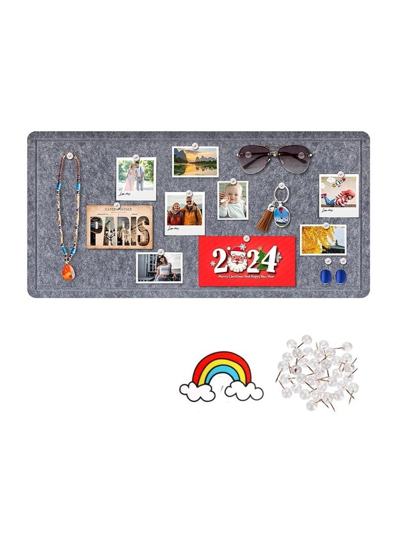 VUCATIN Felt Bulletin Board Notice Board with Push Pins for Paste Notes Photos Schedules Decorative Picture Framed Display Board for School Home Kitchen & Office Walls (Grey 90 * 120cm) - Image 1
