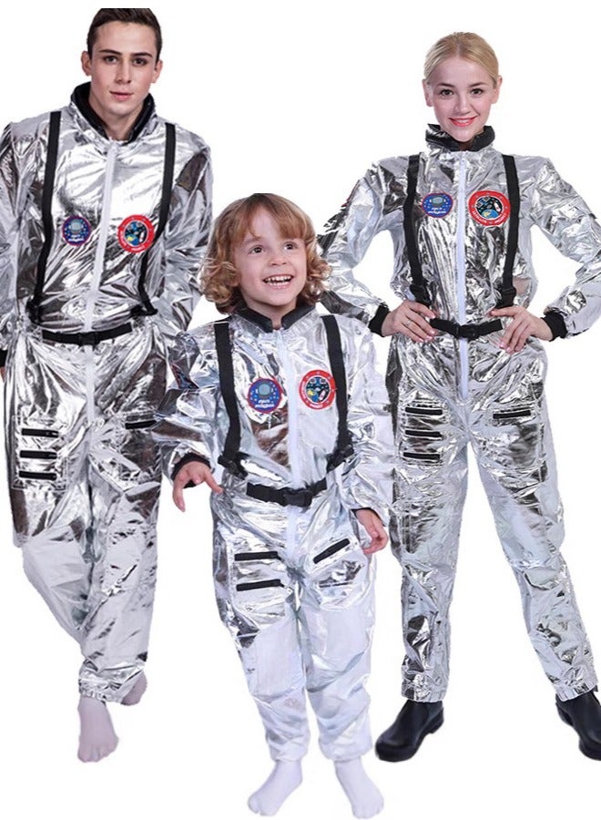 3 Pcs Kids Astronaut Space Suit Costume Cosplay Jumpsuit Gloves Hat Suitable for 140-155cm. - Image 4