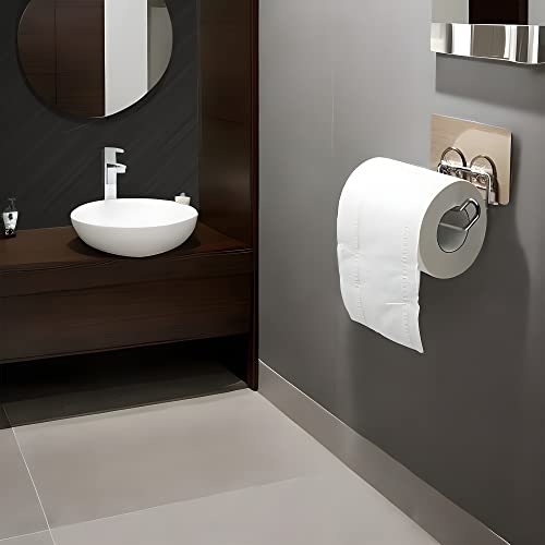 FABWARE Stainless Steel Toilet Paper Holder for Bathroom Self Adhesive Wall Mount Towel Paper Holder No Drill Bathroom Organizer Space Saving Rust Resistant Modern Bathroom Accessory - Image 4