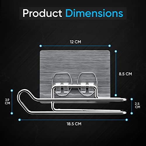 FABWARE Stainless Steel Toilet Paper Holder for Bathroom Self Adhesive Wall Mount Towel Paper Holder No Drill Bathroom Organizer Space Saving Rust Resistant Modern Bathroom Accessory - Image 3
