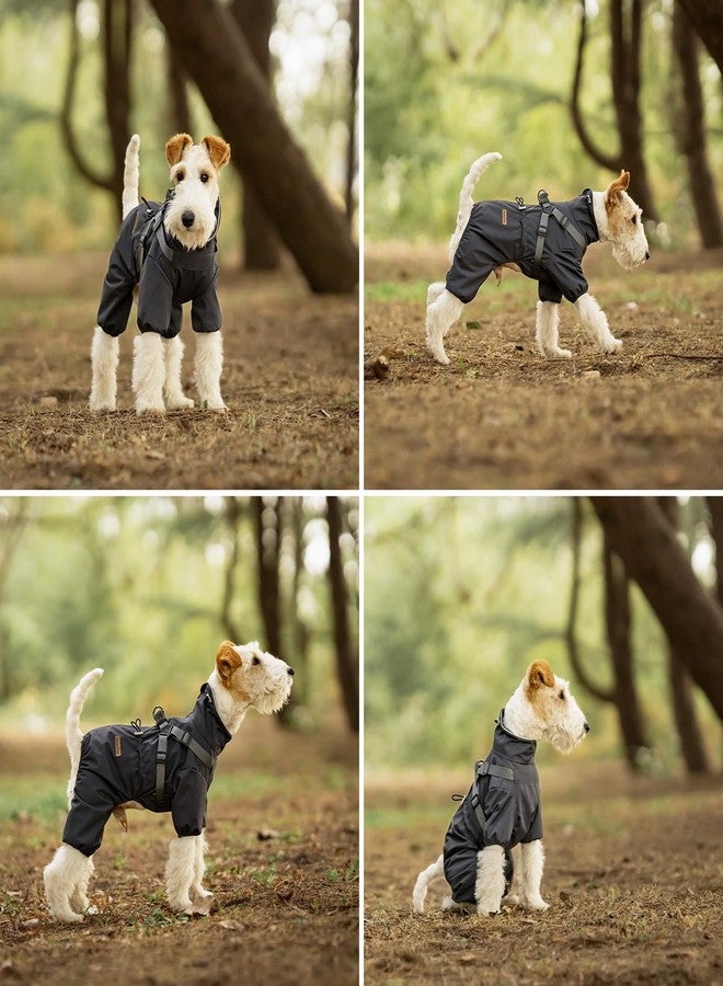 PAWBOSE Dog Raincoat with Harness for Small and Medium Dogs, Adjustable Waterproof Dog Rain Jacket,Reflective Rainproof Puppy 4 Legs Raincoat-Grey,M - Image 4