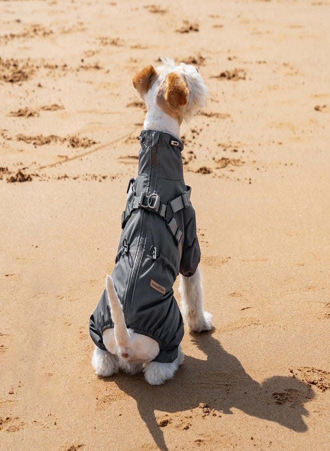 PAWBOSE Dog Raincoat with Harness for Small and Medium Dogs, Adjustable Waterproof Dog Rain Jacket,Reflective Rainproof Puppy 4 Legs Raincoat-Grey,M - Image 5
