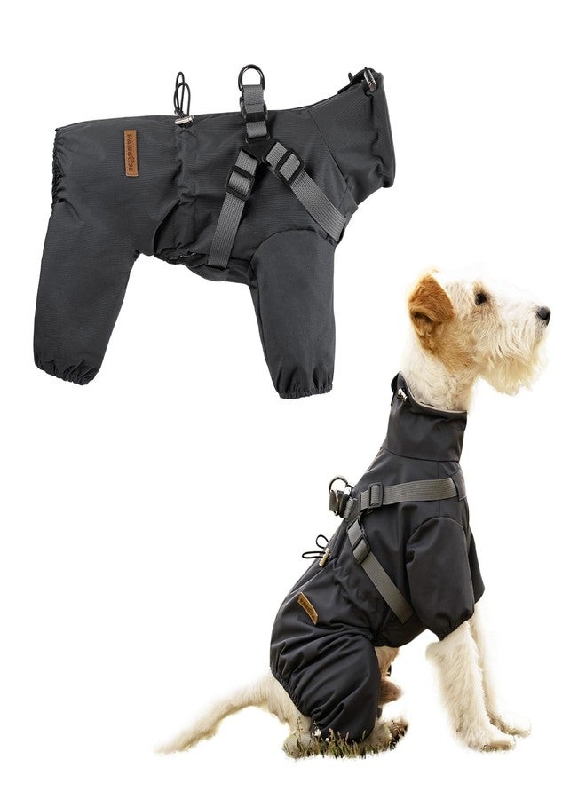 PAWBOSE Dog Raincoat with Harness for Small and Medium Dogs, Adjustable Waterproof Dog Rain Jacket,Reflective Rainproof Puppy 4 Legs Raincoat-Grey,M - Image 1