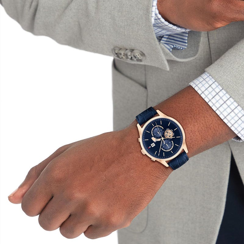 Tommy Hilfiger Weston Men's Blue Dial Leather Watch - Image 4