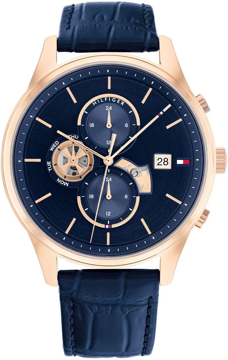 Tommy Hilfiger Weston Men's Blue Dial Leather Watch - Image 1