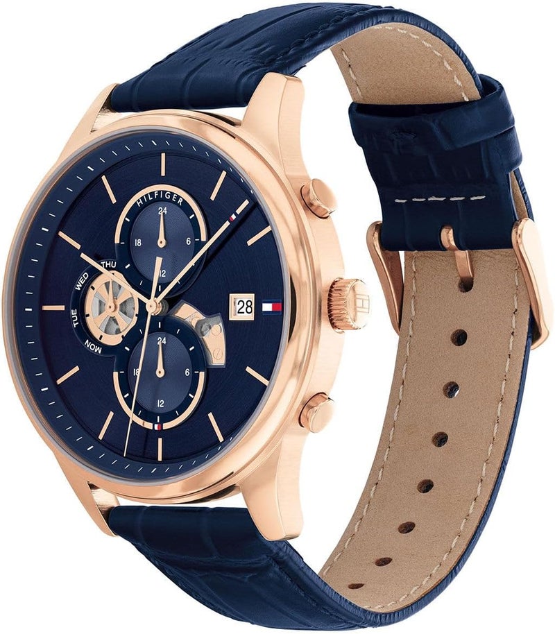 Tommy Hilfiger Weston Men's Blue Dial Leather Watch - Image 2