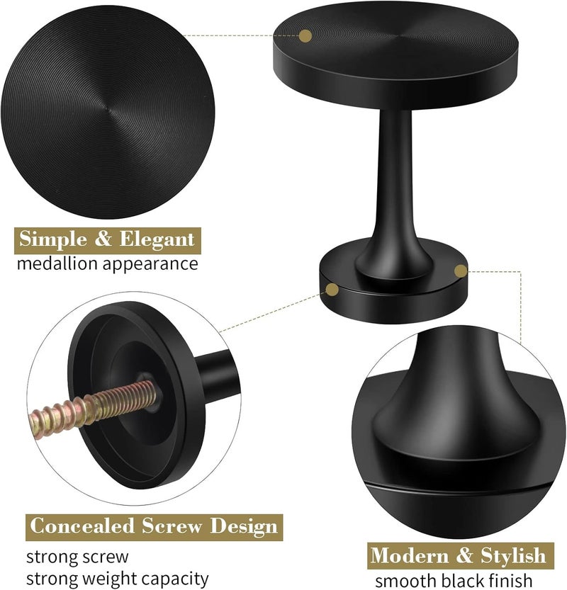 Gudui Curtain Holdbacks 4 Pack Decorative Curtain Tieback Hooks for Drapes Round Medallion Drapery Holdbacks Pullbacks Metal Curtain Holders for Wall, Black - Image 3