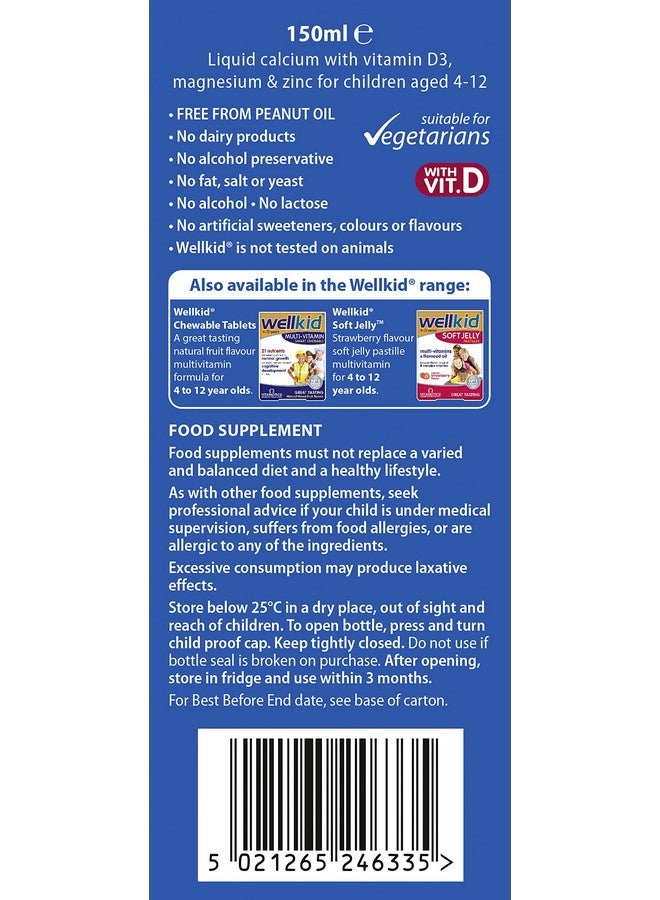 Wellkid by Vitabiotics Calcium Liquid 150ml - Image 2