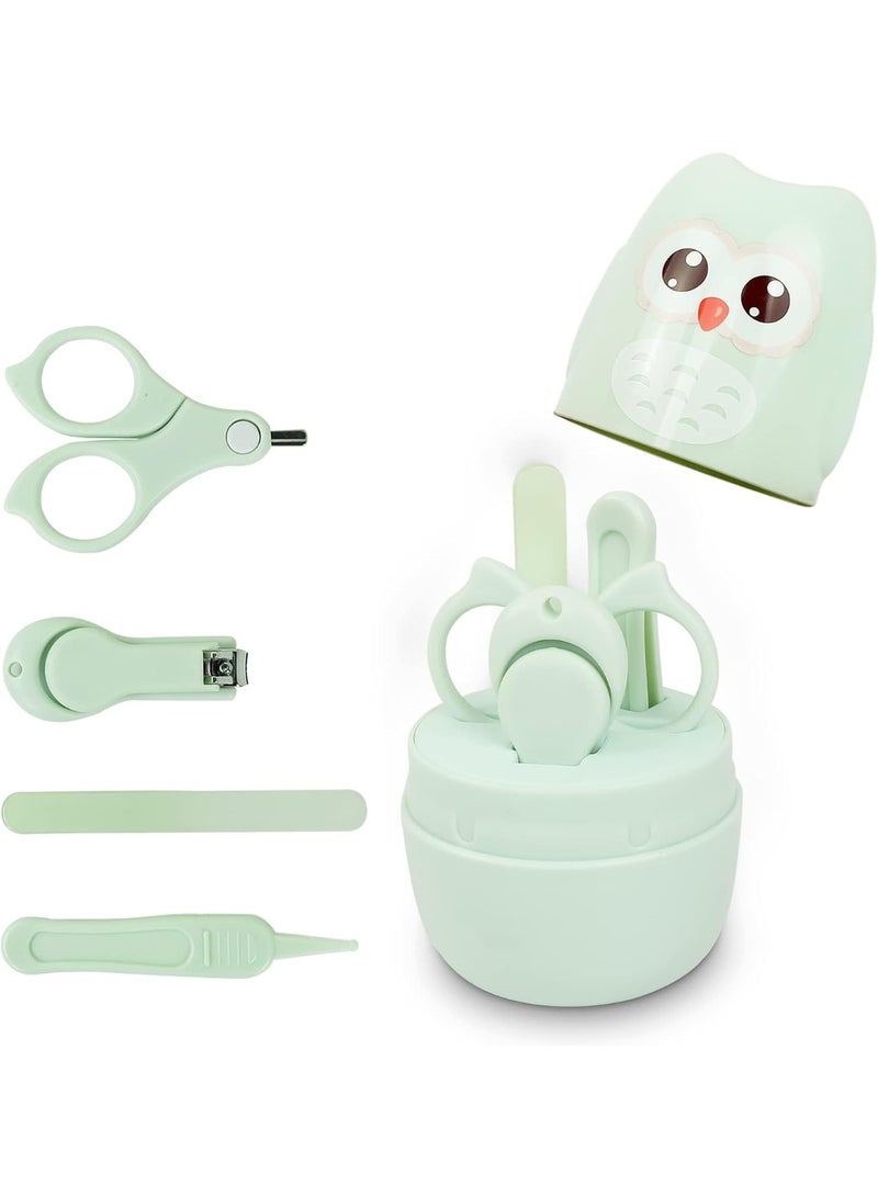 Mumoo Bear Baby Nail Clippers, 4-in-1 Safe Baby Nail Kit with Cute Case, Nail Clipper, Scissors, Tweezers, Baby Nail File Set for Newborn, Infant, Toddler and Kids-Owl Green - Image 1