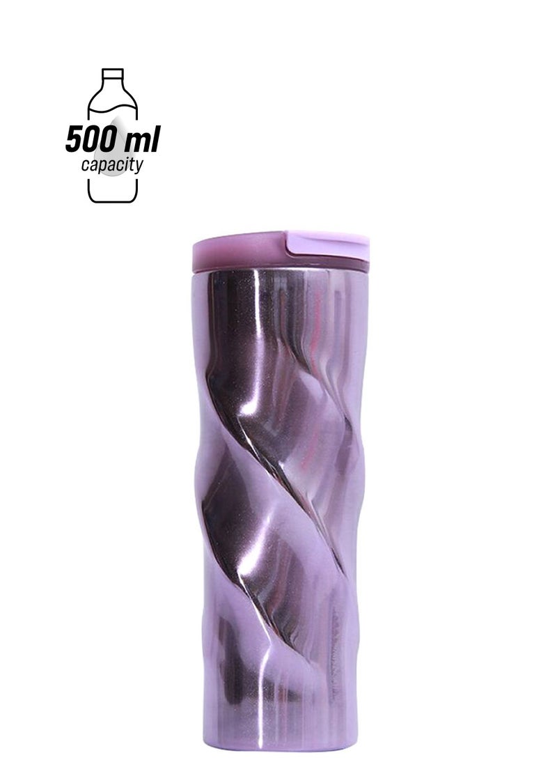 NIBEMINENT Portable Threaded Double-Layer Insulated Thermos Water Bottle Purple 23x8.5x8.5centimeter  - Image 1
