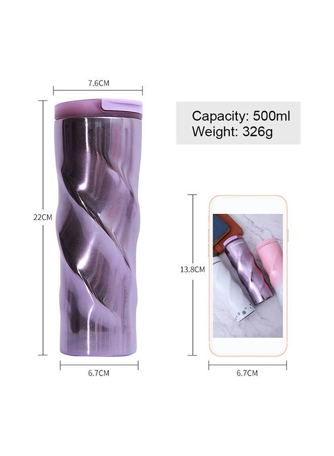 NIBEMINENT Portable Threaded Double-Layer Insulated Thermos Water Bottle Purple 23x8.5x8.5centimeter  - Image 3