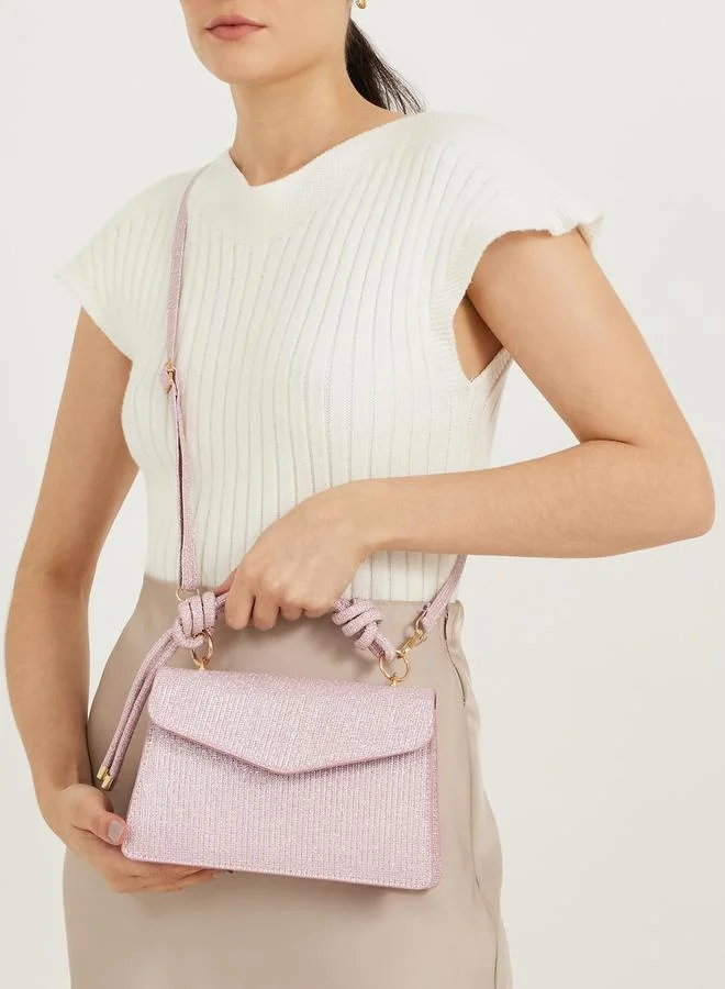 ستايلي Glittered Look Handbag with Detachable Strap