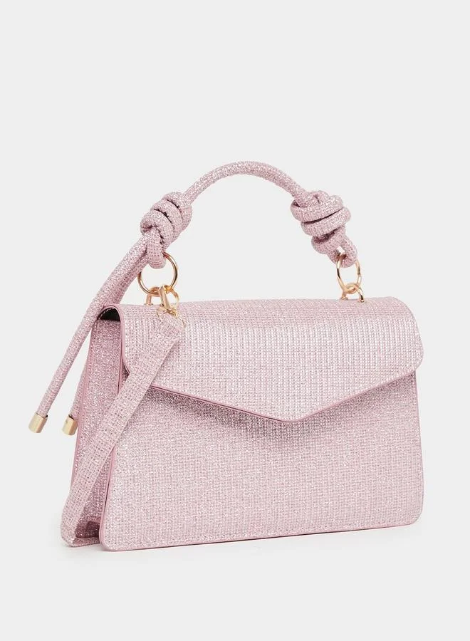 ستايلي Glittered Look Handbag with Detachable Strap