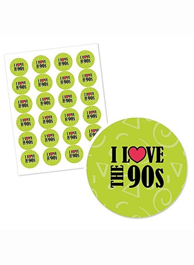Big Dot of Happiness 90'S Throwback 1990S Party Circle Sticker Labels 24 Count  - Image 2