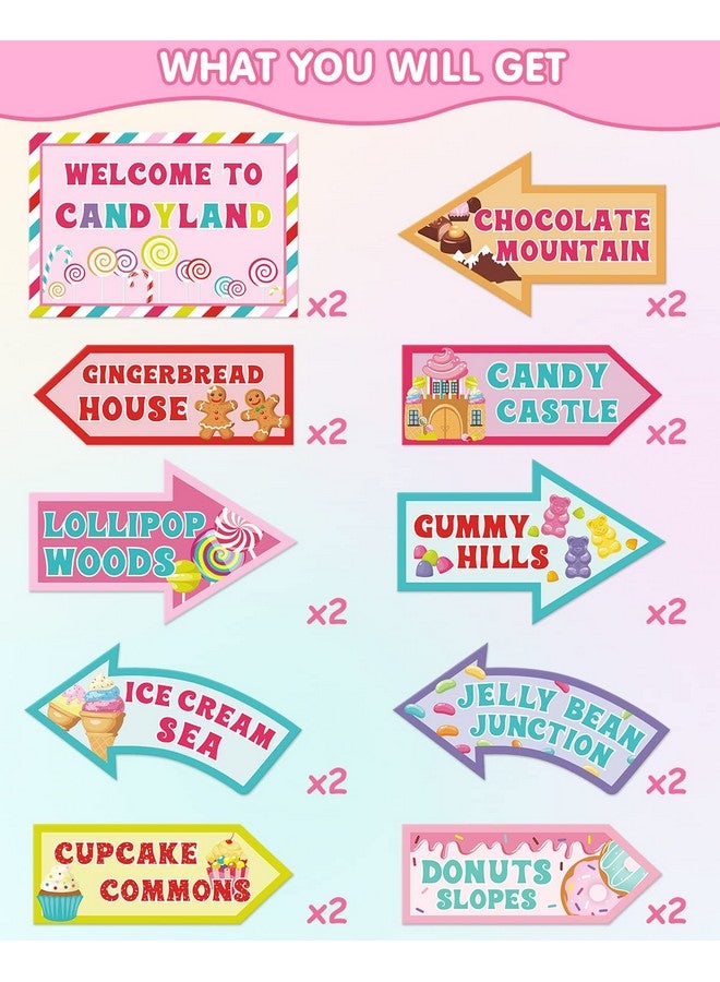 Huray Rayho 20 PCS Candyland Party Decorations - Candy Land Party Signs - Welcome Candyland Birthday Party Photo Prop - Sweet Candy Theme Party Supplies - Image 3
