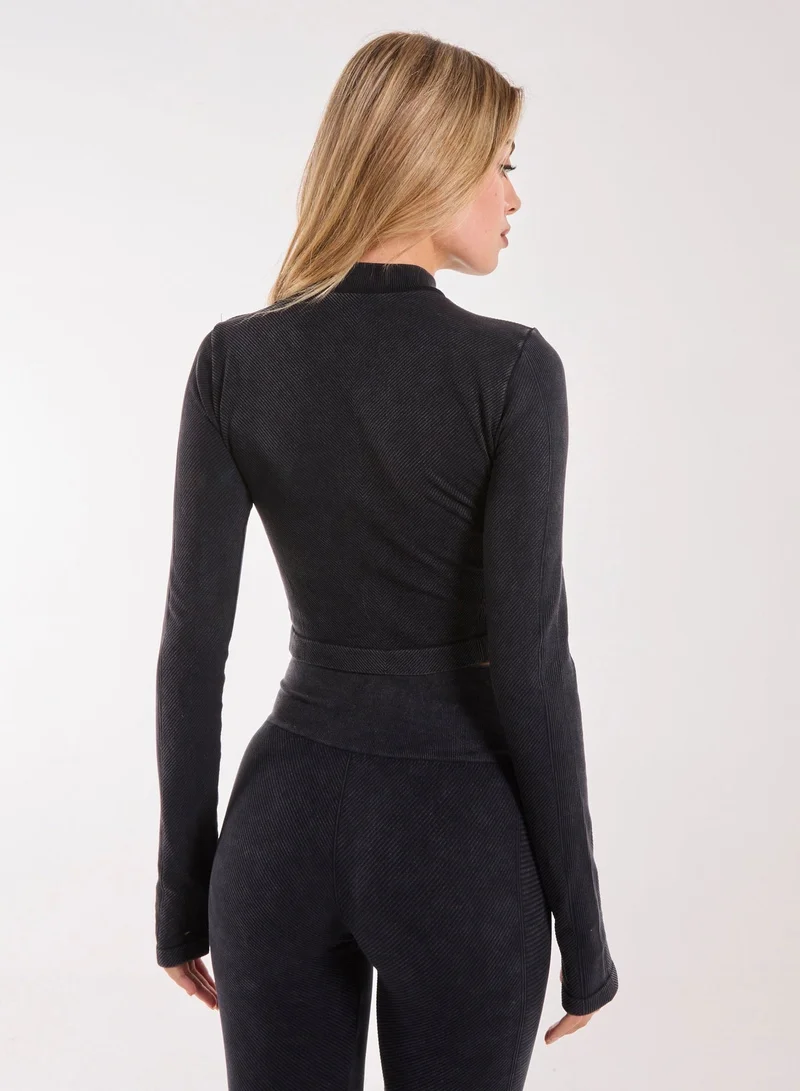 Pink Vanilla Active Rib Double Zip Top