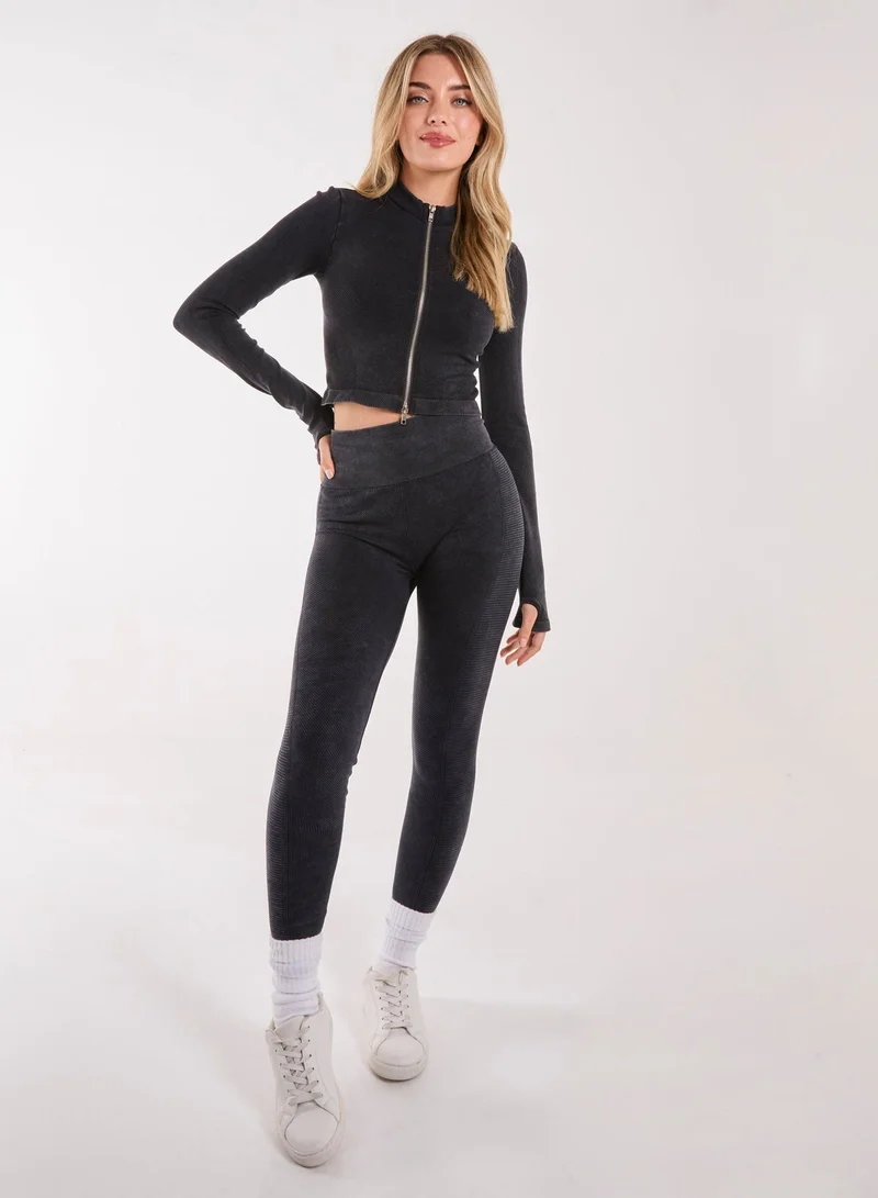 Pink Vanilla  Active Rib Double Zip Top for Women | Best Price UAE