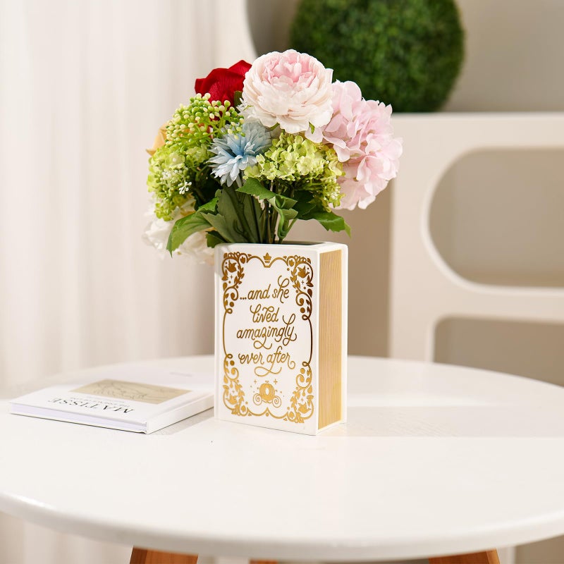 Romehaha Book Vase for Flowers - Decorative Ceramic Book-Shaped Planter, Modern Artistic Home Decor - Unique 6.2" Literary Gift, Perfect Bookshelf & Table Accent(Amazing) - Image 1