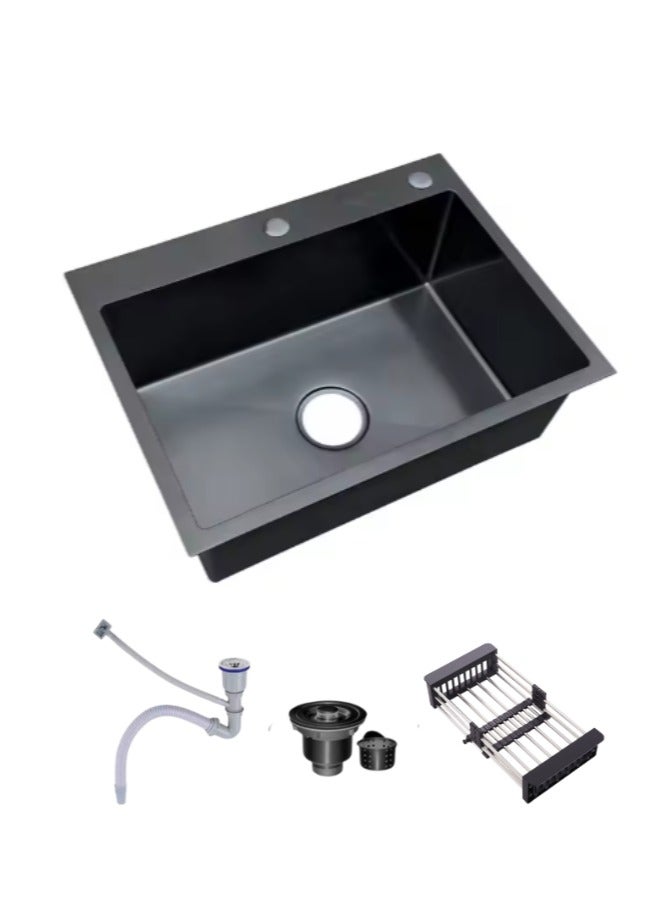 Wonderful-kitchens Black Nano Stainless Steel Kitchen Sink with a Hole (without Faucet) - Image 3