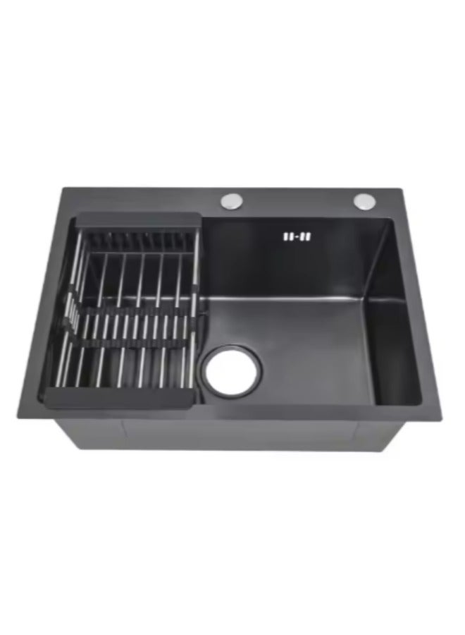Wonderful-kitchens Black Nano Stainless Steel Kitchen Sink with a Hole (without Faucet) - Image 1