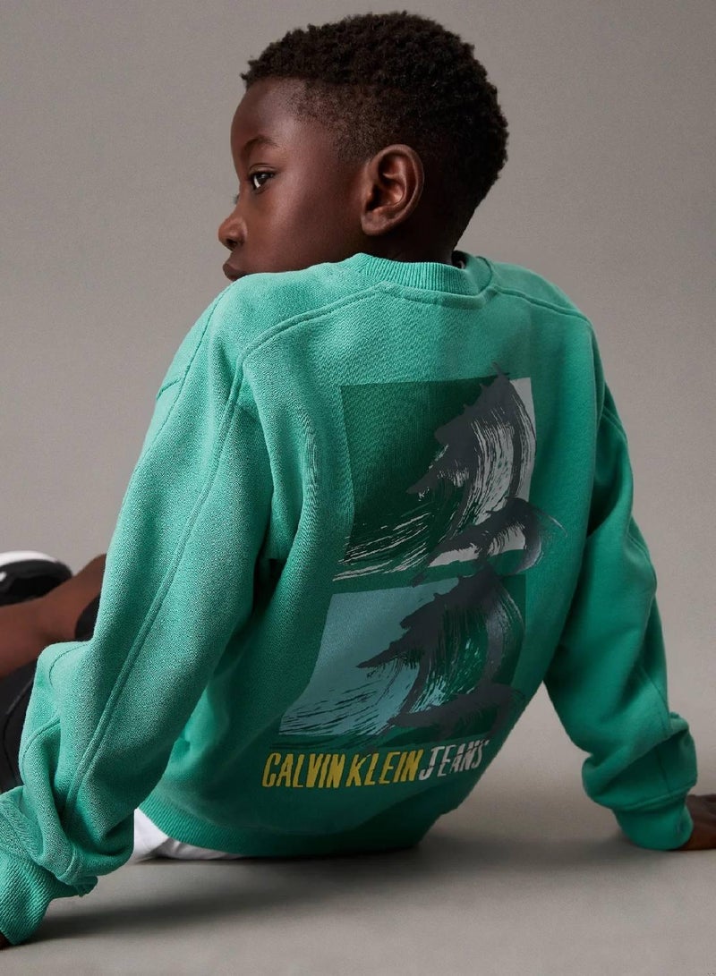 كالفن كلاين جينز سويت شيرت بقصة واسعة مزين برسومات خلفية - Image 3