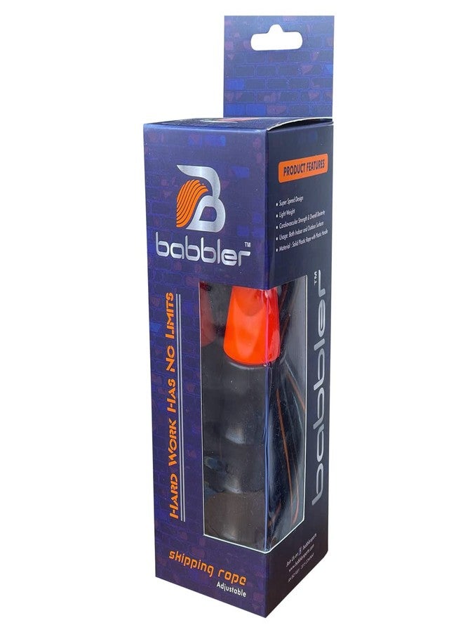Babbler BS-500 Black Orange Skipping Rope With 7mm Black Rope With Coloured Lining PVC Handle, Ball Bearing & PVC Grip For Extra Comfort (Box Packing), Pack of 1 Piece Fitness Jump Rope - Image 4