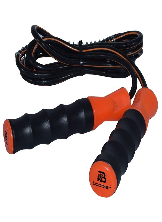Babbler BS-500 Black Orange Skipping Rope With 7mm Black Rope With Coloured Lining PVC Handle, Ball Bearing & PVC Grip For Extra Comfort (Box Packing), Pack of 1 Piece Fitness Jump Rope - Image 1