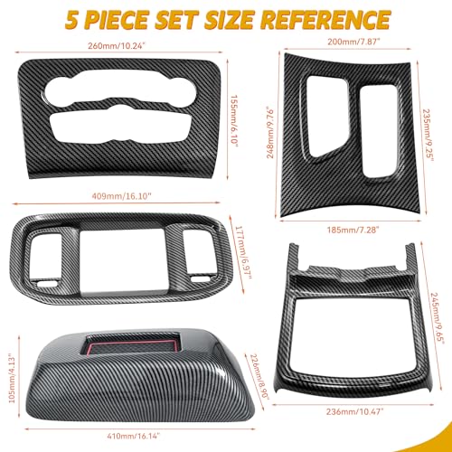 TENGBASE 5 Pack for Dodge Charger 2015-2023 Central Control A/C Cover Navigation Screen Cover & Gear Shift Panel Trim Armrest Cover Trim, Black Carbon Fiber Particulate Material - Image 5