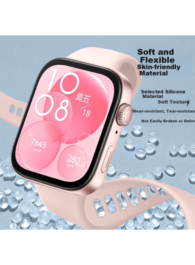 Freeson Silicone Replacement Band For Huawei Watch Fit3 Smartwatch, Quick Release Wrist Strap For Huawei Fit3, Liquid Silicone Soft Watch Band, Pink - Image 2