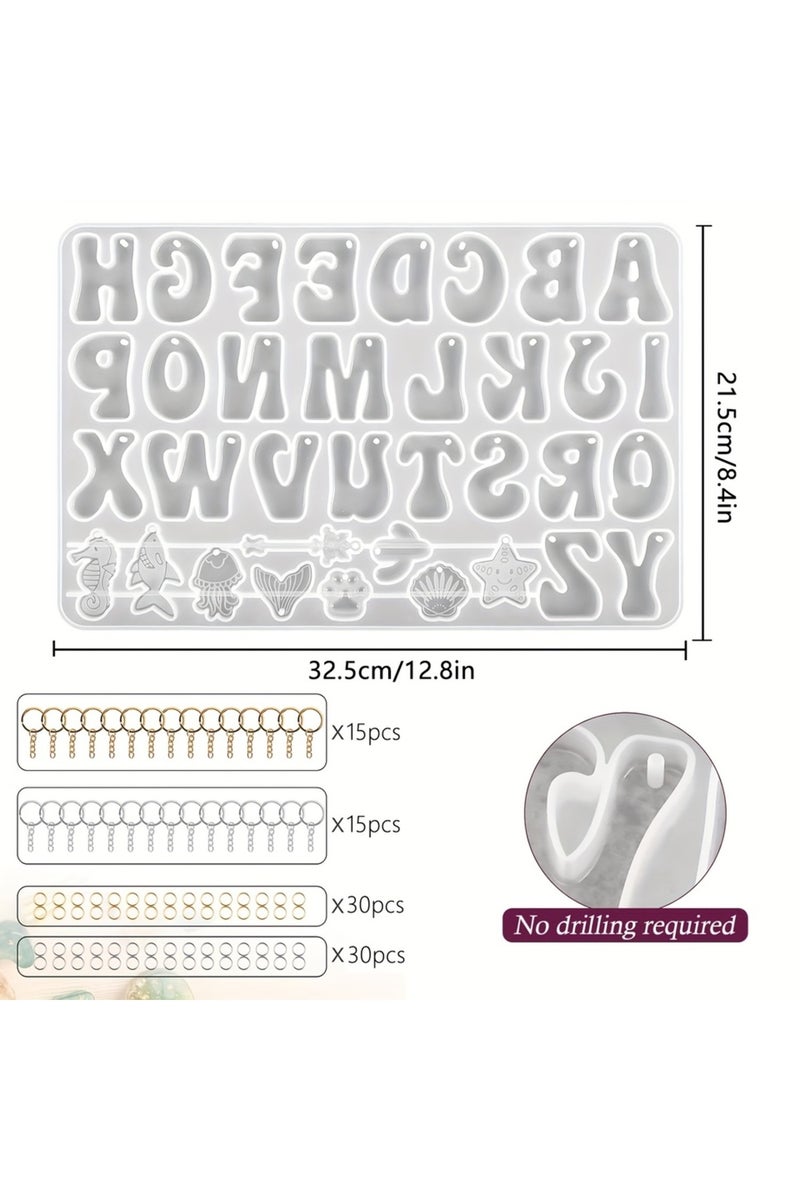 1pcs Silicone Mould Letter shaped silicone casting mould set for DIY keychains and jewellery pendant