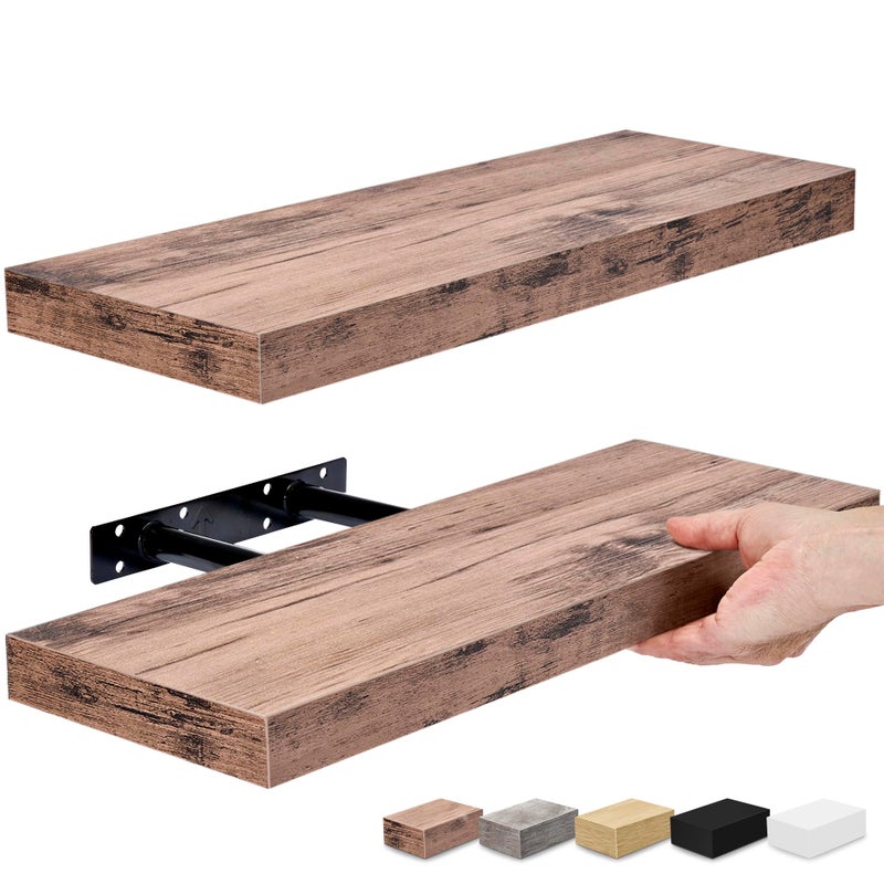 Sorbus Floating Shelves for Wall Bathroom Shelves Wall Mounted for Kitchen Bedroom Bathroom Storage Over Toilet Hanging Book Shelf for Wall Home Decor Living Room Mahogany 2 Pack