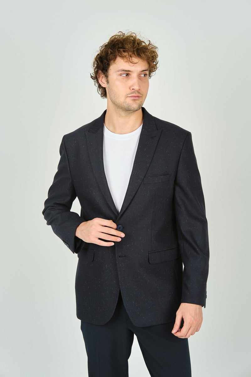 Men's Classic Cut Regular Fit Wool Jacket 3350 Navy Blue
