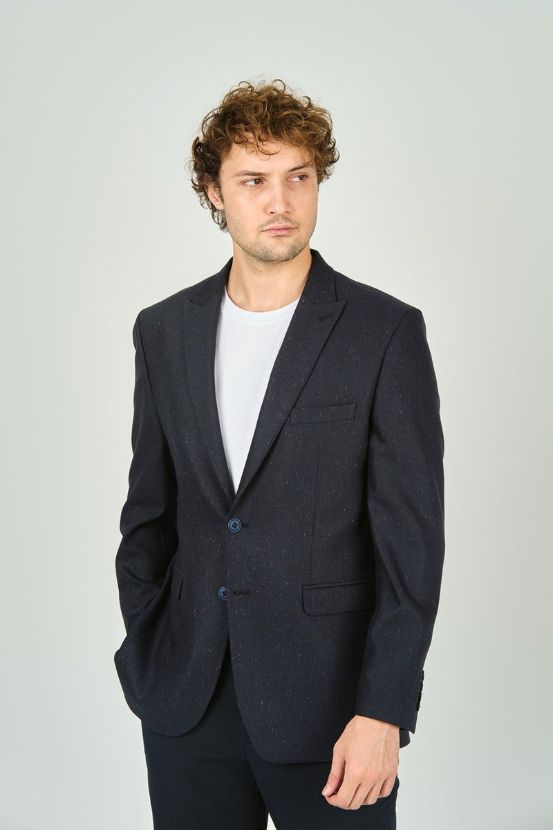 Men's Classic Cut Regular Fit Wool Jacket 3350 Navy Blue
