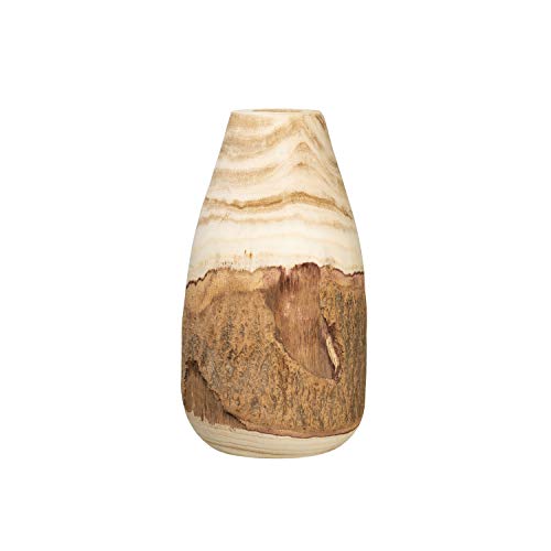 Creative Co-Op 12.5" H Carved Paulownia Wood Vase with Live Edge (Each one Will Vary) - Image 1