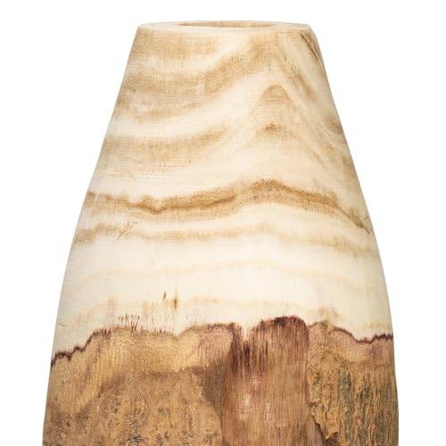 Creative Co-Op 12.5" H Carved Paulownia Wood Vase with Live Edge (Each one Will Vary) - Image 2