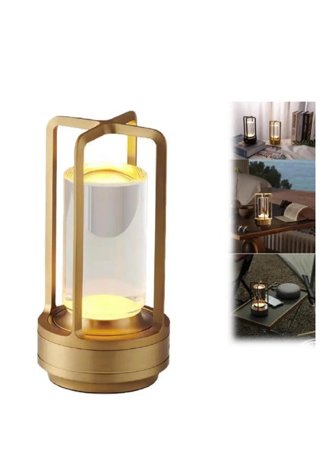 Table Lamp Touch Rechargeable Desk Lamp Wireless Reading Lamp for Bar Restaurant Bedroom Home Outdoor Decor Creative Gifts (Gold)