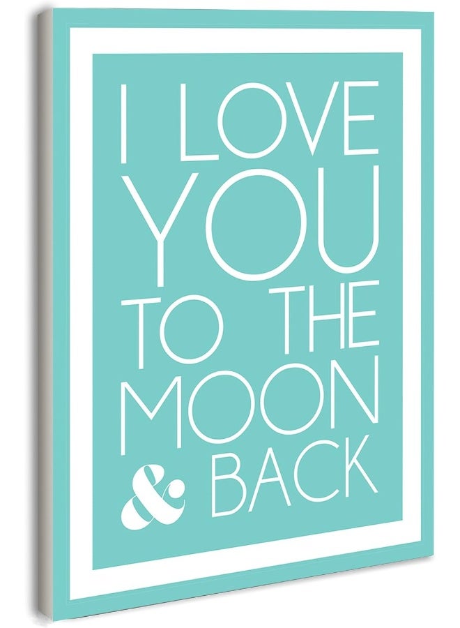 Stupell Industries Home Decor Collection lulusimonSTUDIO Blue I Love You to The Moon Rectangle Wall Plaque - Image 1