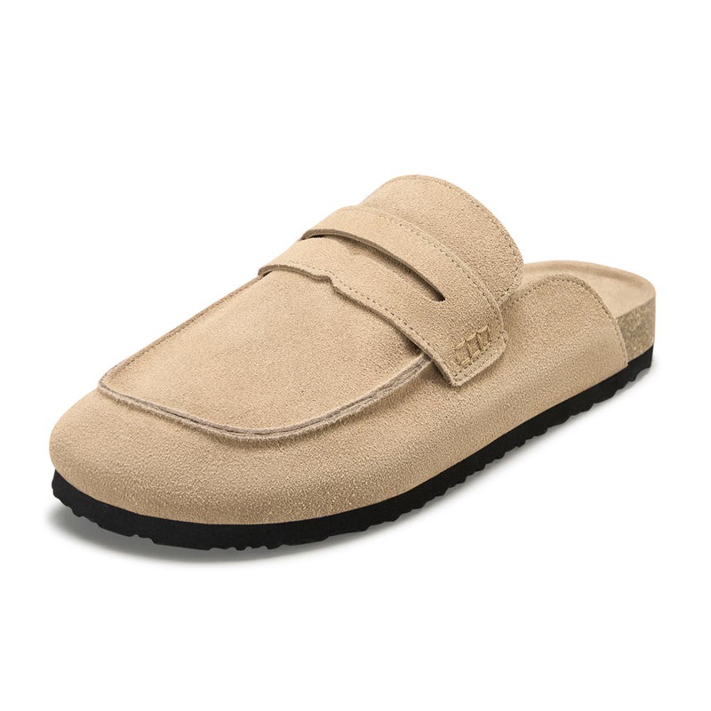 StillFancxy 100% Genuine Leather Clogs for Women Non-Slip Platform Mules & Suede Clogs for Women Comfort Slippers with Arch Support Taupe - Image 4