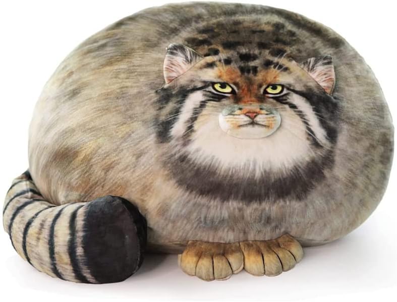 XIAOHONG Chubby Steppe Cat Pillow,18'' Pallas Cat Plush Pillow, Cute Steppe Cat Stuffed Animals Soft Plushies, Kitten Plush Throw Pillow Doll Big Plush Toys Gift for Girls Boys Girlfriend - Image 1