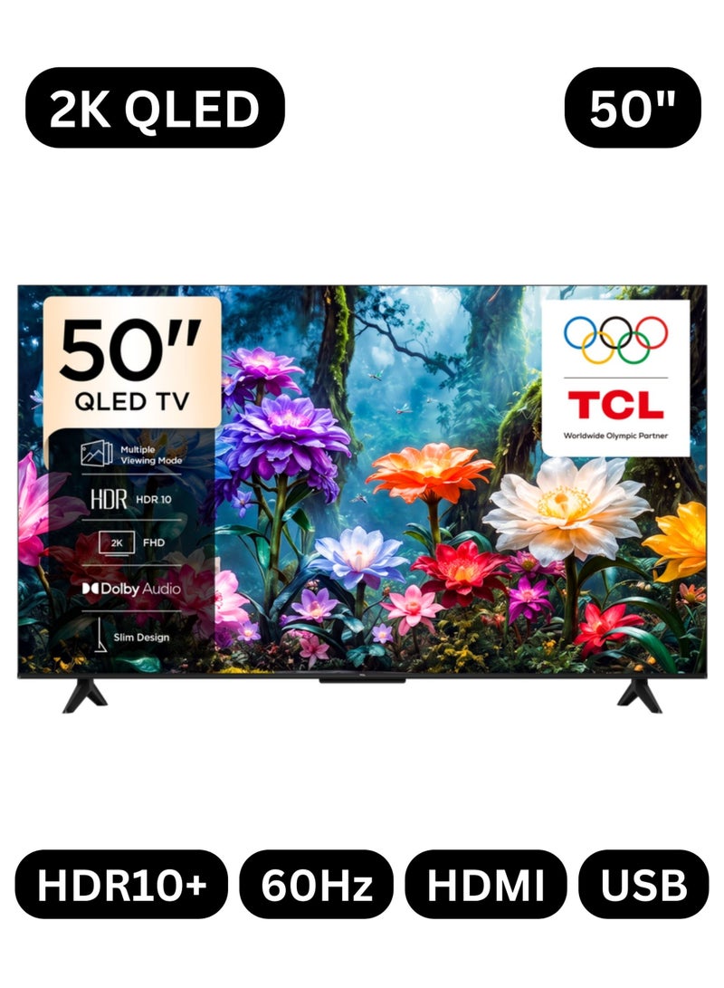 TCL 50-Inch S51K 2K QLED Smart TV (2026 UAE Version) - TCL 50" Google TV, 50S51K FHD QLED TV with Vivid Color, HDR10, Dolby Audio, Google Cast, Game Mode, Kids Profile, Metallic Bezel-Less Slim Design 50S51K Black - Image 1