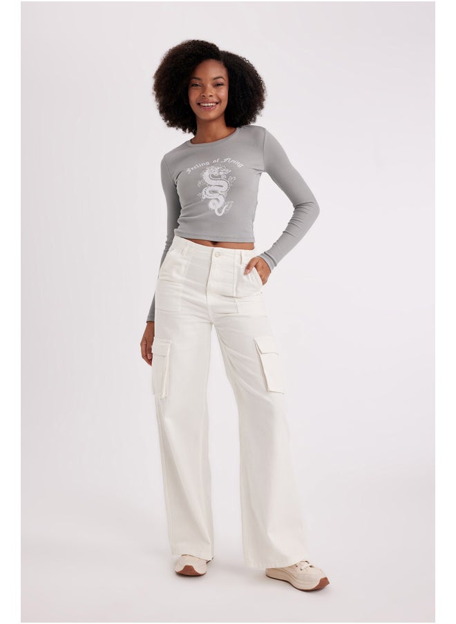 DeFacto Woman Wideleg Cargo Woven Trousers  - Image 5